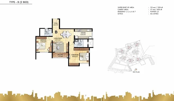 Noida Wish Town Floor Plan - 1, 2 and 3 Bed Configurations