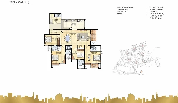 Suraksha Group Wish Town 4 BHK Floor Plan